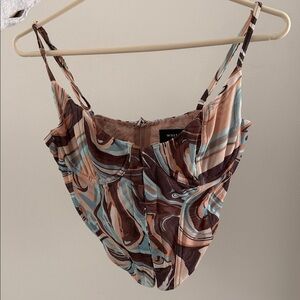 White Fox Boutique Brown Multi Swirl Print Cami Top